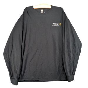 Walmart eCommerce T-shirt Men's 2XL Long Sleeve Black Crew Neck Heavy Cotton